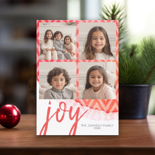 Cartes Pour Fêtes Annuelles 4 Photo Joy Joyeux Noël Aquarelle rouge