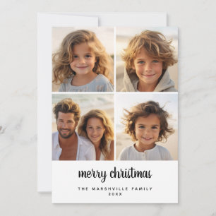 Cartes Pour Fêtes Annuelles 4 Photo Minimal Joyeux Noël noir blanc