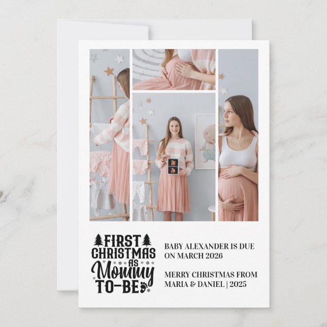 Cartes Pour Fêtes Annuelles 4 Photo Mommy to be Christmas Pregnancy  (Devant)