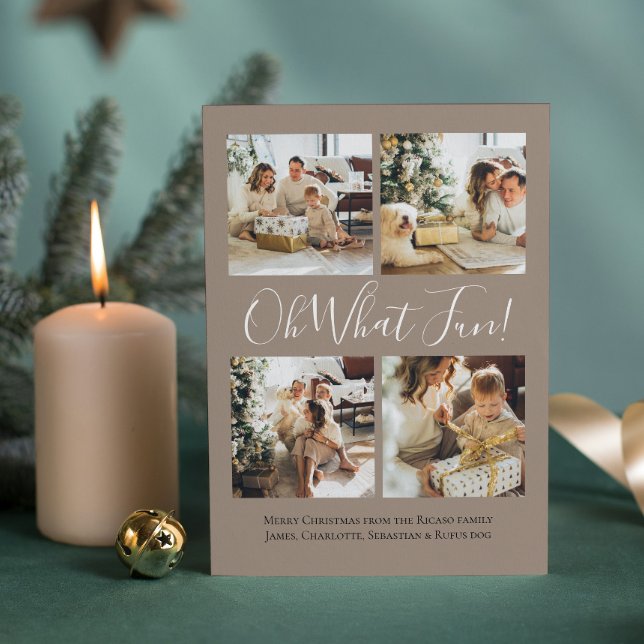 Cartes Pour Fêtes Annuelles 4 Photo oh What Fun Nordic Christmas (4 Photo oh What Fun Nordic Christmas Holiday Card by Ricaso. Tree pattern to back. add photographs
)