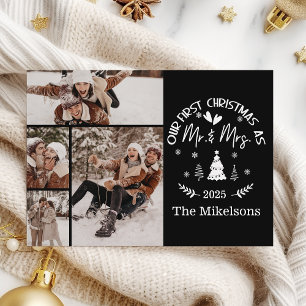 Cartes Pour Fêtes Annuelles 4 Photo Premier Noël en tant que M. & Mme