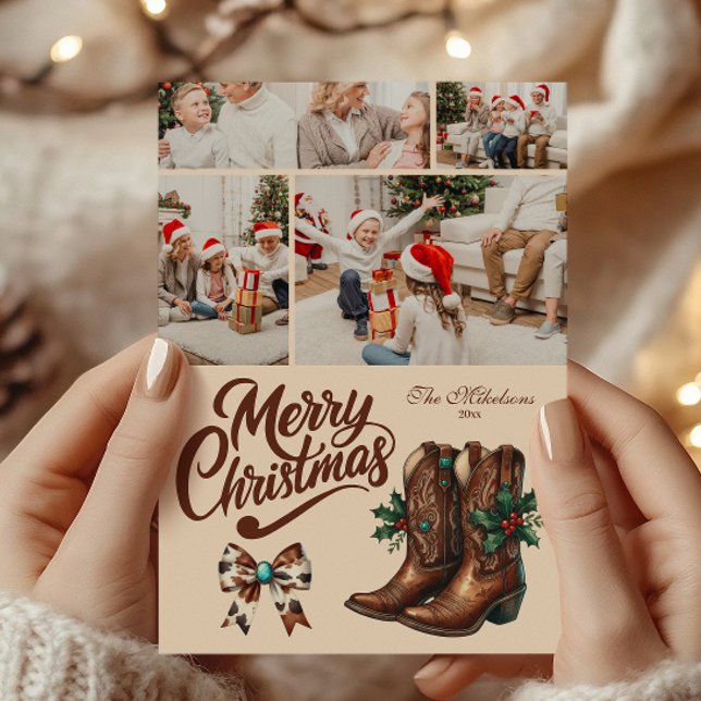Cartes Pour Fêtes Annuelles 4 Photo Western Bow & Boots Christmas (Créateur téléchargé)