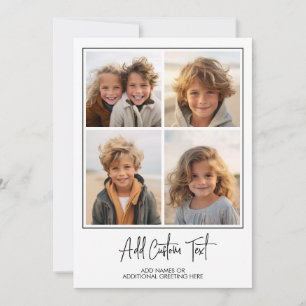 Cartes Pour Fêtes Annuelles 4 photos en collage écriture tendance - Blanc Noir
