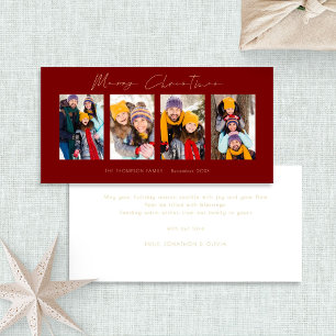 Cartes Pour Fêtes Annuelles 4 Photos Gold Script Bourgogne Joyeux Noël