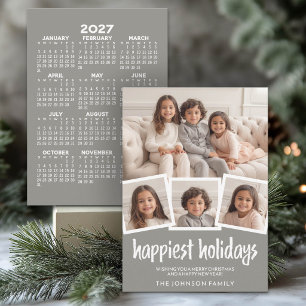 Cartes Pour Fêtes Annuelles 4 photos les plus heureuses Gris - Calendrier 2027