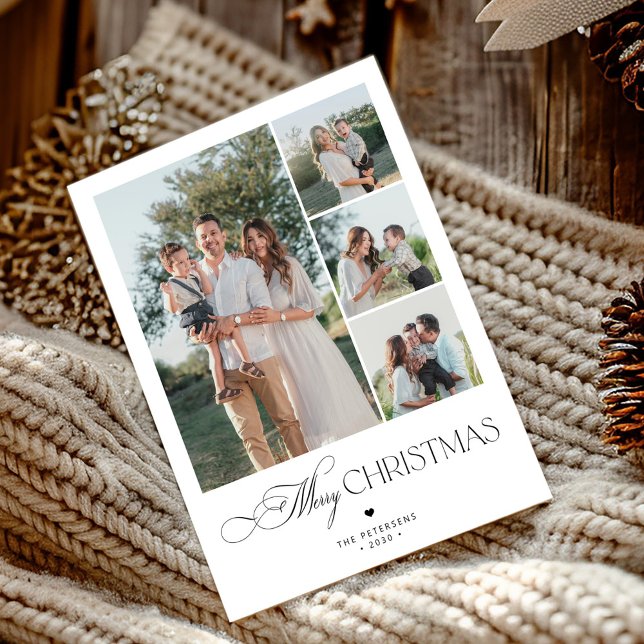 Cartes Pour Fêtes Annuelles 4 photos minimalist elegant Merry Christmas (Créateur téléchargé)