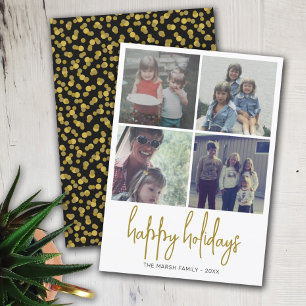 Cartes Pour Fêtes Annuelles 4 points noirs et or photo - Noël heureux
