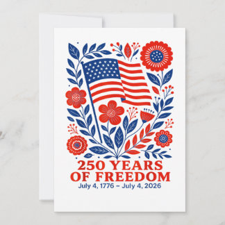 Cartes Pour Fêtes Annuelles 4th of July Patriotic 250th Anniversary 250 Years 