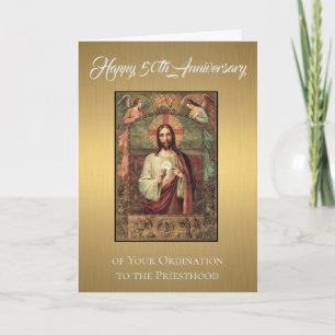 Cartes Pour Fêtes Annuelles 50e anniversaire d'ordination Jésus Eucharistie