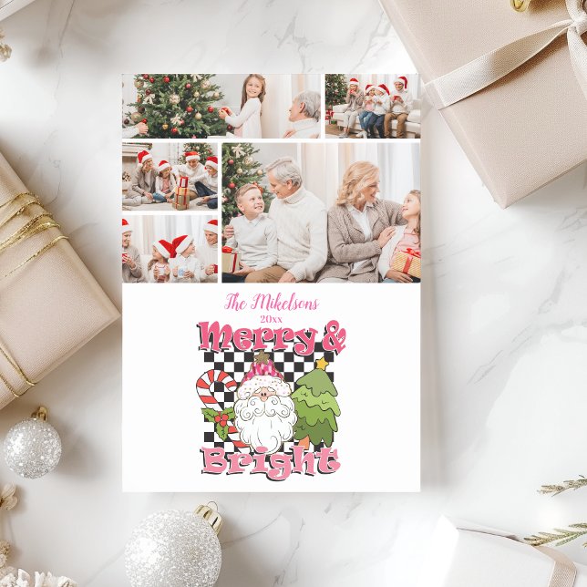 Cartes Pour Fêtes Annuelles 5 Photo à Carreaux Joyeux & Lumineux Noël (Créateur téléchargé)