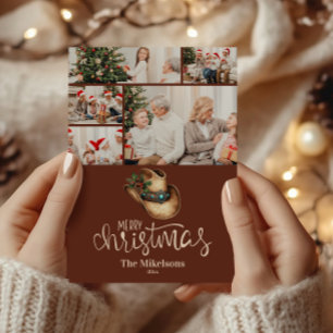 Cartes Pour Fêtes Annuelles 5 Photo Chapeau de Cowboy de Noël Occidental