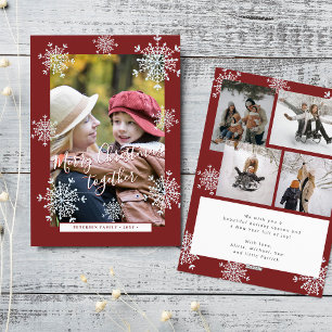 Cartes Pour Fêtes Annuelles 5 photo collage Joyeux flocons de neige de Noël ro