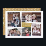 Cartes Pour Fêtes Annuelles 5 Photo Collage Retro Joie et Paix - Or<br><div class="desc">Utilisez cinq photos pour créer un Méménite de Noël Joyeux unique et branché. Si vous avez besoin de déplacer quelque chose,  cliquez sur le bouton personnaliser pour apporter des modifications.</div>