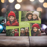 Cartes Pour Fêtes Annuelles 5 Photo Collage Retro Joy et Peace Green<br><div class="desc">Utilisez cinq photos pour créer un Méménite de Noël Joyeux unique et branché. Si vous avez besoin de déplacer quelque chose,  cliquez sur le bouton personnaliser pour apporter des modifications.</div>