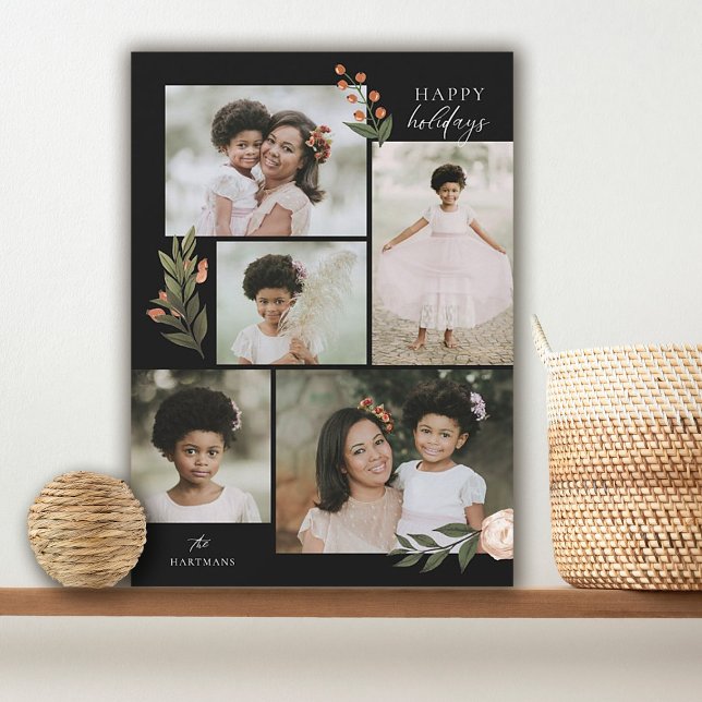 Cartes Pour Fêtes Annuelles 5 Photo Collage Terracotta Boho Floral (Créateur téléchargé)