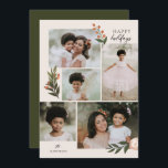 Cartes Pour Fêtes Annuelles 5 Photo Collage Terracotta Boho Floral<br><div class="desc">Cette belle carte de vacances avec collage photo présente des éléments floraux peints à la main en vert d'olive, ivoire, et en terre cuite orange brûlée. La typographie élégante à lettres manuscrites dit : "Joyeuses fêtes." L'arrière - plan à l'avant de la carte est en ivoire, et à l'arrière de...</div>