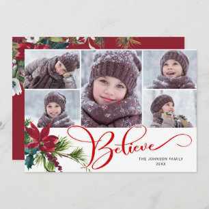Cartes Pour Fêtes Annuelles 5 Photo Elegant Poinsettia Noël CROIRE