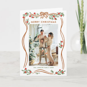 Cartes Pour Fêtes Annuelles 5 Photo Festif Boho Beige Christmas Bow Ribbon