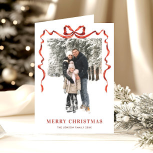 Cartes Pour Fêtes Annuelles 5 Photo Festif Boho Red Christmas Bow Ribbon