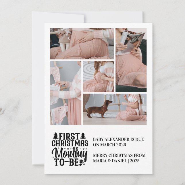 Cartes Pour Fêtes Annuelles 5 Photo Mommy to be Christmas Pregnancy  (Devant)