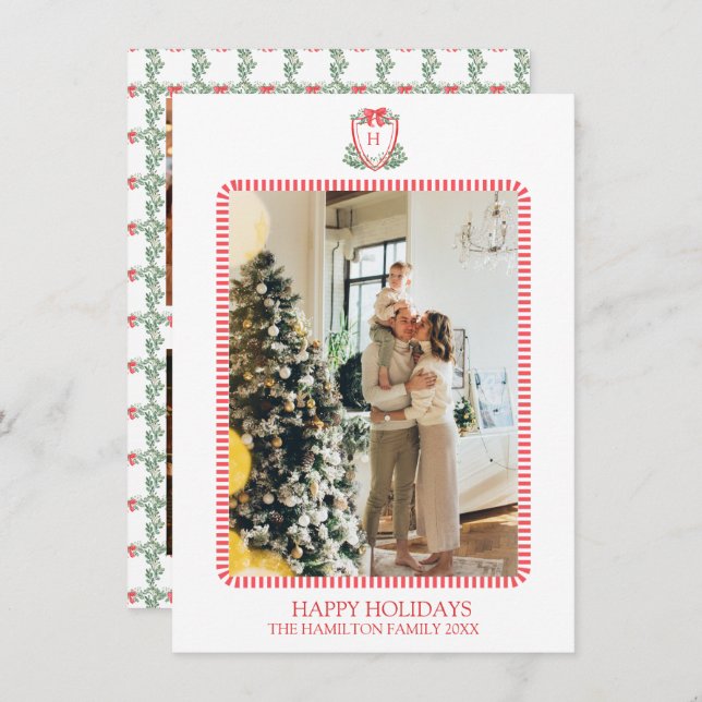 Cartes Pour Fêtes Annuelles 5 Photo Monogramme de Noël Photo Grille millénaire (Devant / Derrière)