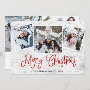 Cartes Pour Fêtes Annuelles 5 PHOTO Noël Rustic Birk Bark Salutation