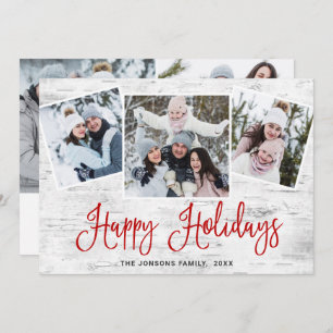 Cartes Pour Fêtes Annuelles 5 PHOTO Noël Rustic Birk Bark Salutation