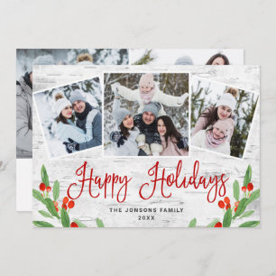 Cartes Pour Fêtes Annuelles 5 PHOTO Noël Rustic Birk Bark Salutation