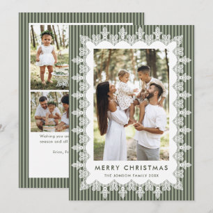 Cartes Pour Fêtes Annuelles 5 Photo Retro Noël Élégant Vintage Cadre en Dentel