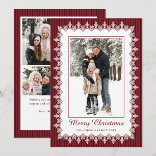 Cartes Pour Fêtes Annuelles 5 Photo Retro Noël Élégant Vintage Cadre en Dentel