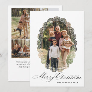 Cartes Pour Fêtes Annuelles 5 Photo Retro Noël Élégant Vintage Cadre en Dentel
