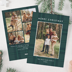 Cartes Pour Fêtes Annuelles 5 Photo Retro Noël Plaid Grey