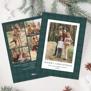 Cartes Pour Fêtes Annuelles 5 Photo Retro Noël Plaid Grey