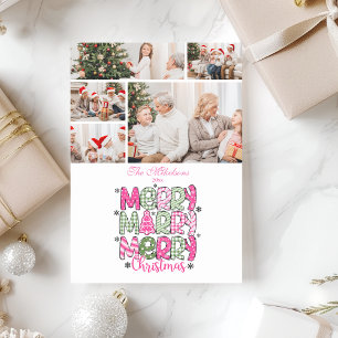 Cartes Pour Fêtes Annuelles 5 Photo Rose Vert Joyeux Noël Vacances