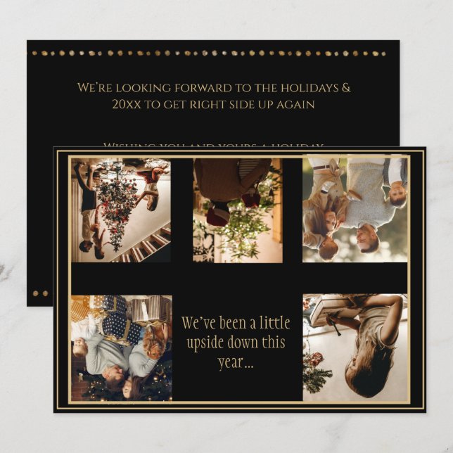 Cartes Pour Fêtes Annuelles 5 Photographies en collage à l'envers Noël Xmas Fê (Devant / Derrière)