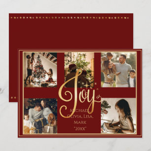 Cartes Pour Fêtes Annuelles 5 photos Collage or Joie Noël Fêtes