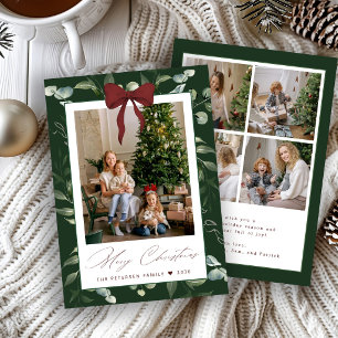 Cartes Pour Fêtes Annuelles 5 photos de Noël verdure ruban rouge Joyeux Noël