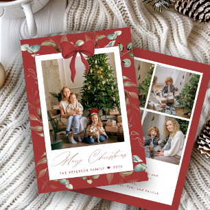 Cartes Pour Fêtes Annuelles 5 photos Guirlande de Noël ruban rouge Joyeux Noël
