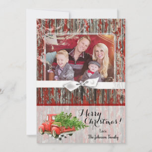 Cartes Pour Fêtes Annuelles 5x7 Christmas XMAS Red Christmas Truck PHOTO Card