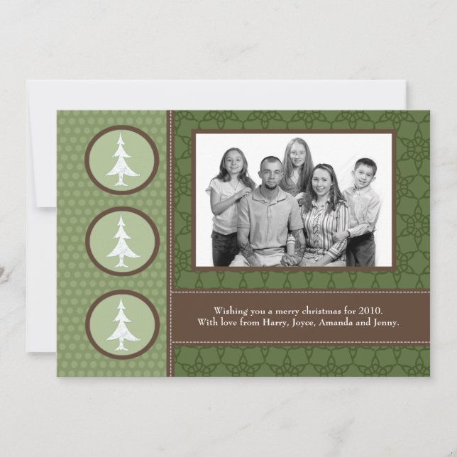 Cartes Pour Fêtes Annuelles 5x7 Green Christmas Trees PHOTO Christmas Card (Devant)