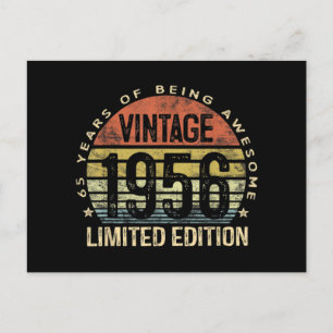 Cartes Pour Fêtes Annuelles 65 Ans Vintage 1956 Edition Limitée Anniversaire