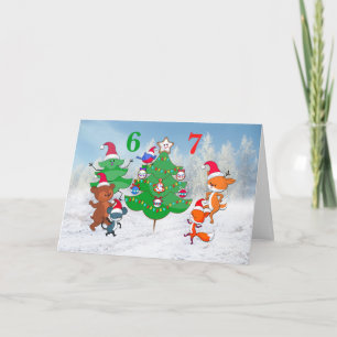 Cartes Pour Fêtes Annuelles 67 animaux de dessin animé dansant autour d'un arb