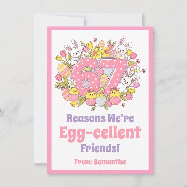 Cartes Pour Fêtes Annuelles 67 Reasons We’re Egg-cellent Friends! Kids Easter (Devant)