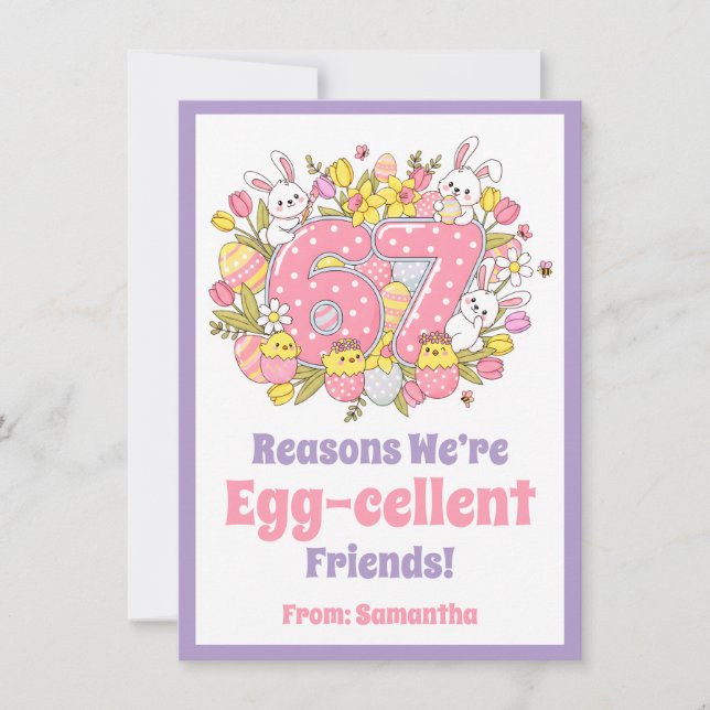 Cartes Pour Fêtes Annuelles 67 Reasons We’re Egg-cellent Friends! Kids Easter (Devant)