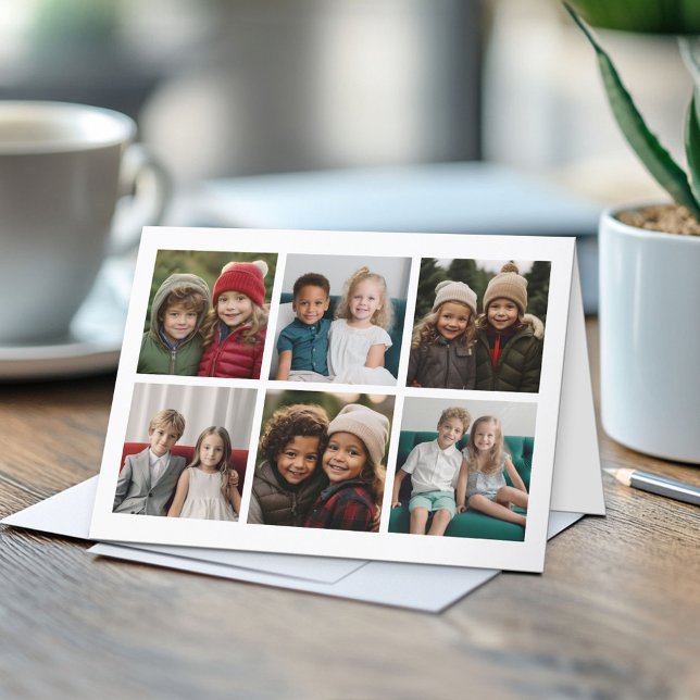 Cartes Pour Fêtes Annuelles 6 Collage photo les plus belles fêtes Noir Blanc (Custom Folded Greeting Card)