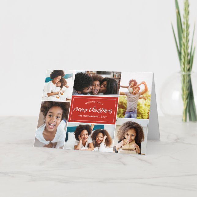 Cartes Pour Fêtes Annuelles 6 Collage photo | Noël vert (Devant)
