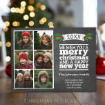 Cartes Pour Fêtes Annuelles 6 Collage photo - Tableau noir de Noël<br><div class="desc">Un accueil de Noël branché et fantaisiste avec un montage photo de 6 photos.</div>