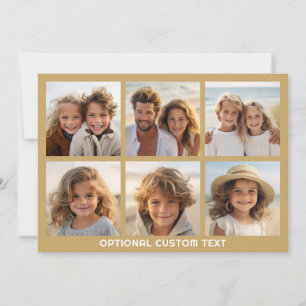 Cartes Pour Fêtes Annuelles 6 Grille de collage de photos avec texte -- Or Cha