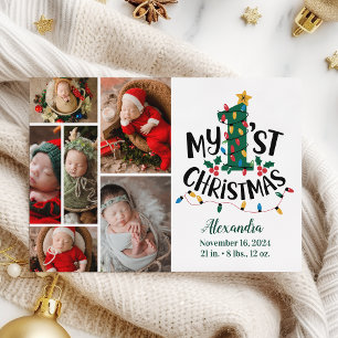 Cartes Pour Fêtes Annuelles 6 Lumières de sapin de Noël pour le premier Noël