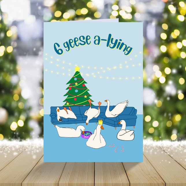 Cartes Pour Fêtes Annuelles 6 oies un jeu de mots amusant dessin animé Noël (Créateur téléchargé)
